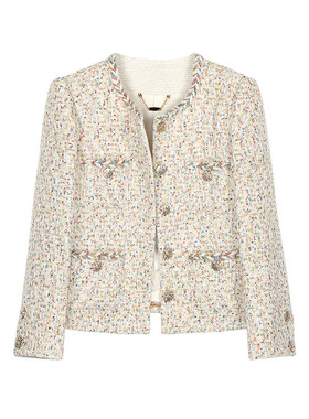 重工编织彩色羊毛粗花呢优雅小香风外套精致洋气上衣130068