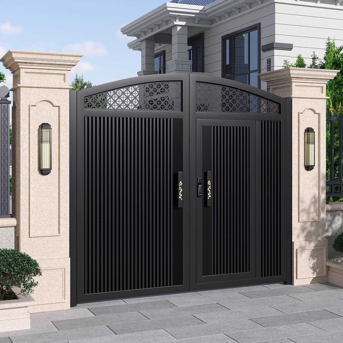 户外庭院门铝合金别墅大门院子小门中式庭院花园门农村自建房大门