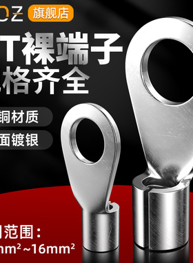 OT冷压接线端子铜鼻子线鼻子圆形裸端头10平方压线端子接线耳套装