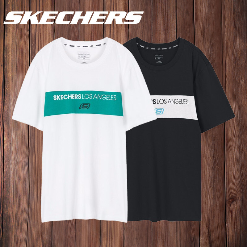 skechers斯凯奇短袖男新款夏季t恤男士休闲运动半袖透气圆领体恤r