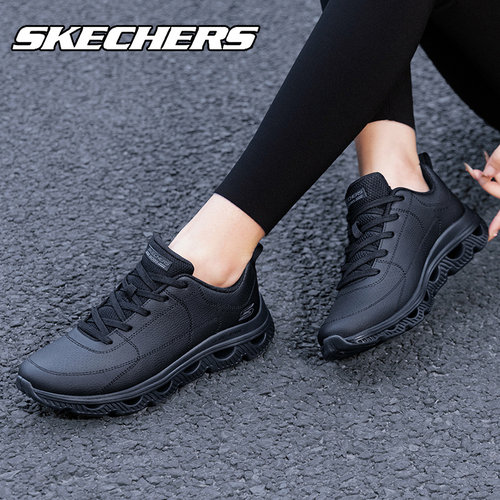 Skechers斯凯奇女鞋运动鞋夏季新款皮面防水缓震轻便休闲跑步鞋女