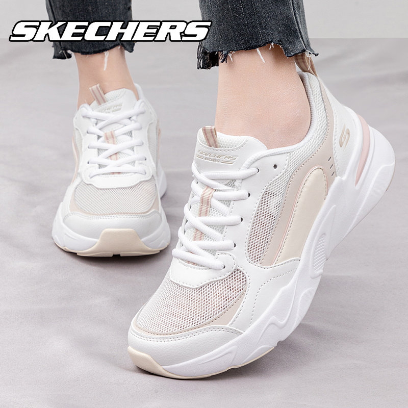 Skechers斯凯奇时尚熊猫鞋女夏季网面透气休闲鞋镂空老爹鞋运动鞋