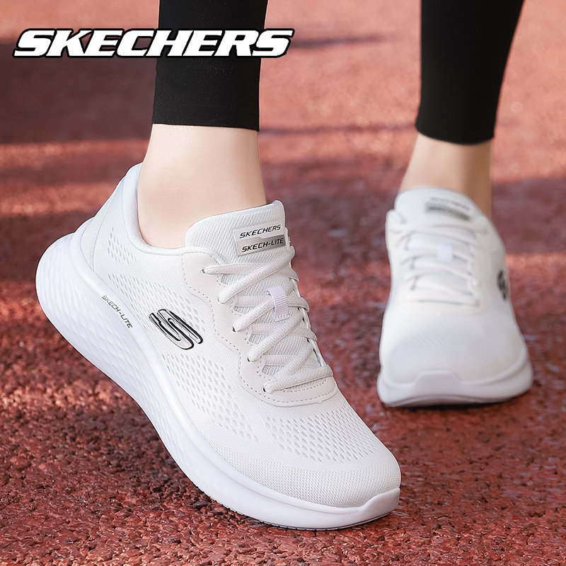 skechers斯凯奇夏季新款跑步鞋女鞋轻便缓震白色休闲旅游运动鞋女