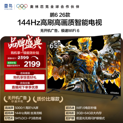 双11爆款雷鸟鹏626款65英寸电视
