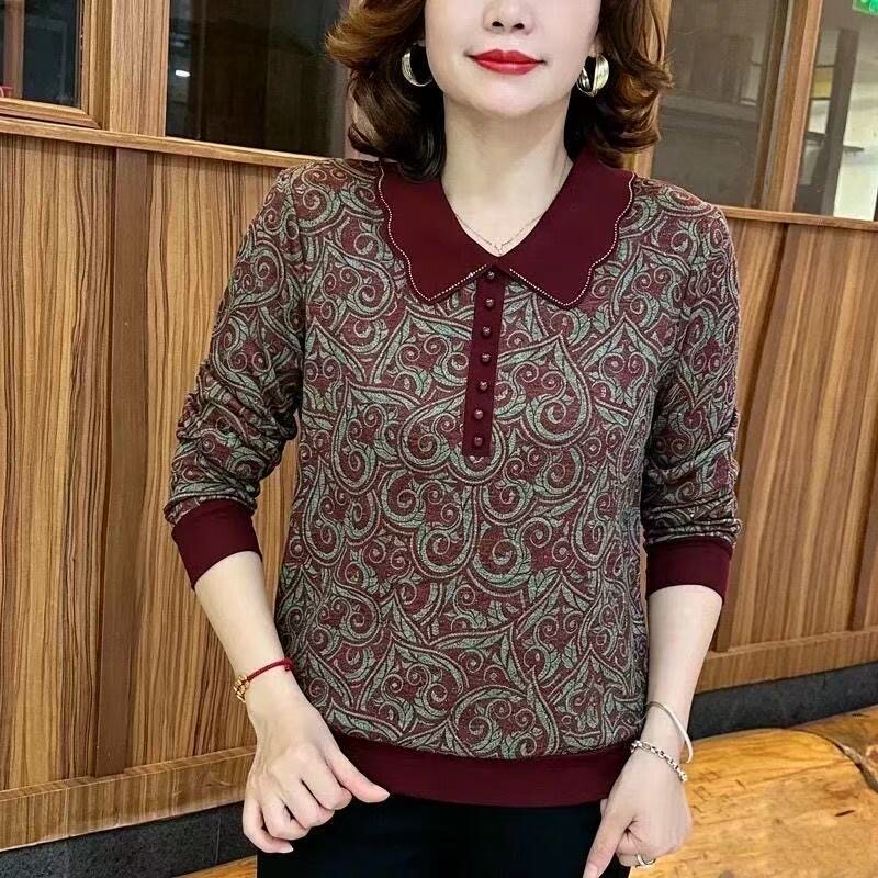 妈妈装春秋洋气长袖上衣服冬中老中老年女装