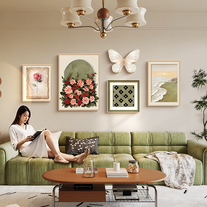 法式客厅装饰画肌理蝴蝶沙发背景墙挂画轻奢艺术大气壁画2025新款