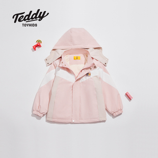 泰迪总动员女童冲锋衣2024年新款冬季摇粒绒加绒外套女孩宝宝童装