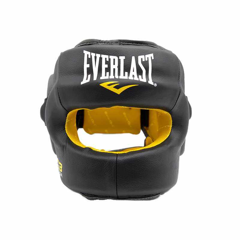 高档everlast横梁护头拳击搏击泰拳散打专业真皮头盔全封闭成人款