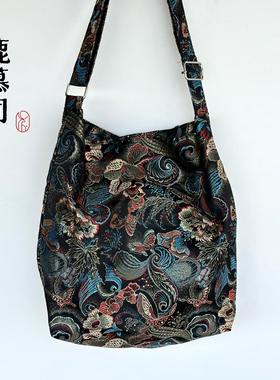 新中式国风织锦缎提花腋下包单肩斜挎女布包复文艺汉服包小众蝴蝶