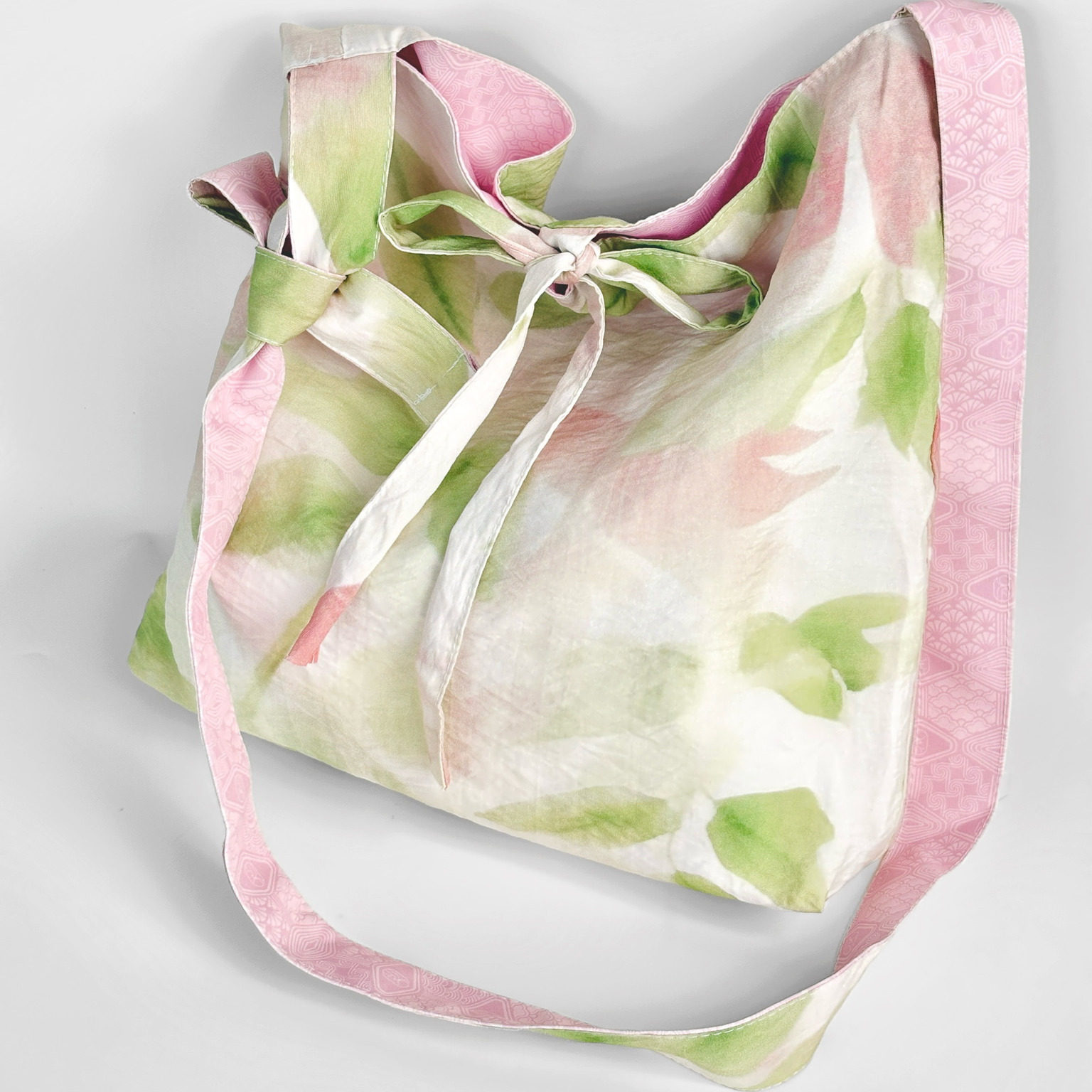 原创汉服包包国风古风百搭典雅荷花双面斜挎包单肩可调节布袋子