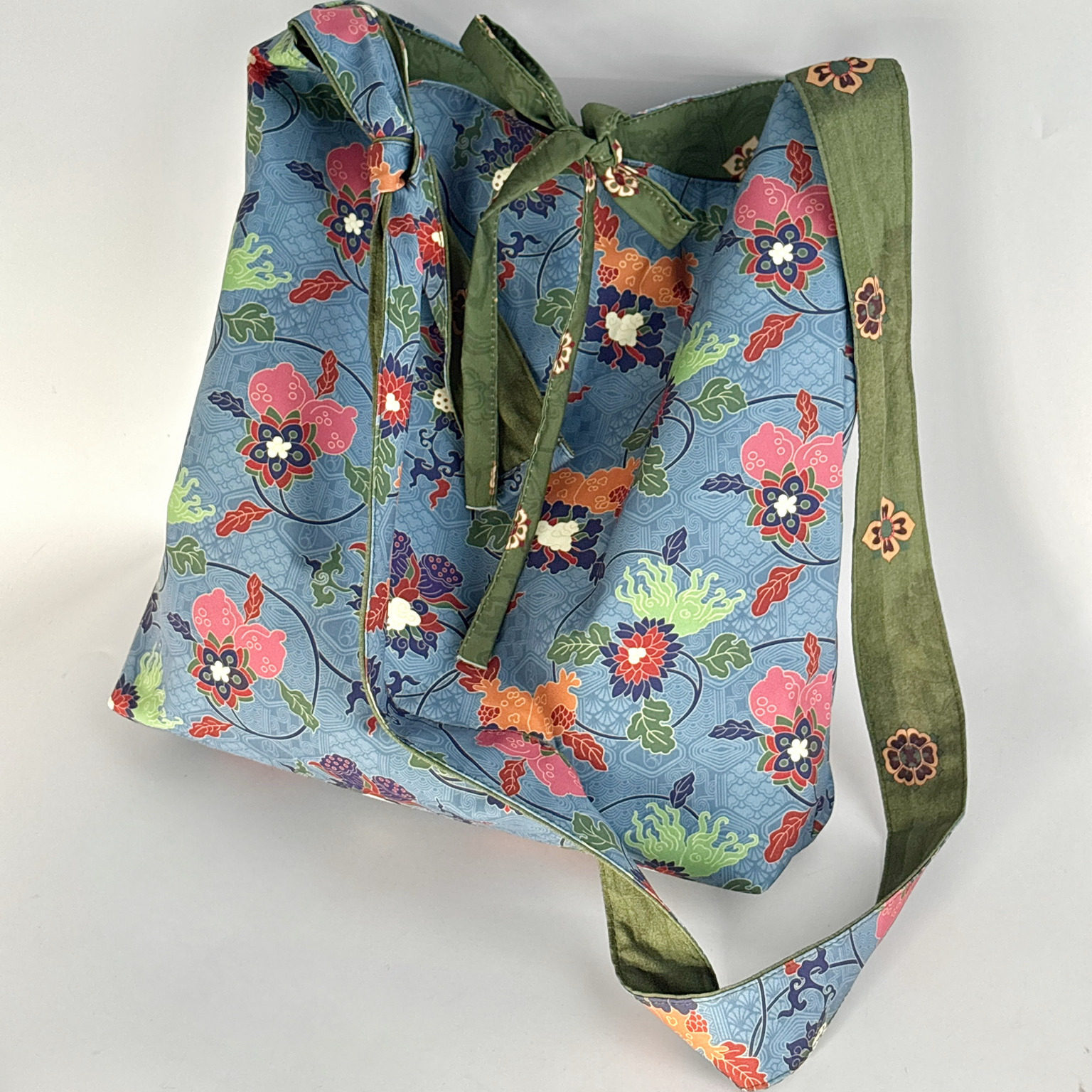 秋款~原创国风汉服包包百搭三多纹宝相花斜挎包单肩可调节布袋