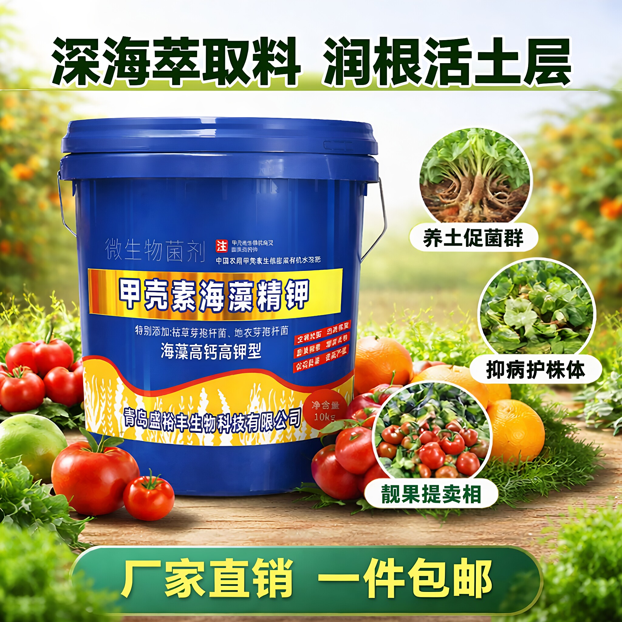 海藻甲壳素甲壳胺水溶肥冲施防根系老化促二次膨大增产提质肥料