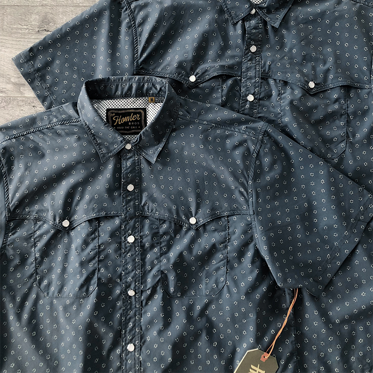 美式复古西部风格INDIGO金属扣户外尼龙混纺短袖衬衫男24新款大码