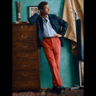 男25秋冬铁锈红 型日常通勤商务休闲裤 经典 复古纯棉合身版
