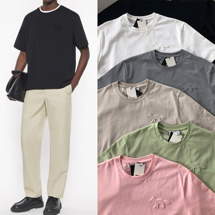 法系轻奢立体LOGO客供纯棉高端微宽松廓形OS短袖T恤男女情侣款