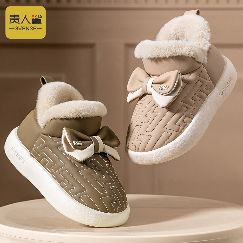 贵人鲨冬天包跟大棉鞋时尚可爱女童鞋防滑鞋加厚加绒保暖女鞋冬季