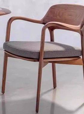 意大利Ella Chairs Porada设计师实木单人椅黑胡桃休闲沙发椅餐椅