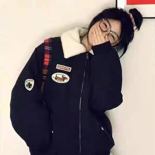 美式复古棉服外套女冬季新款宽松学生棉衣保暖情侣百搭棒球棉服女