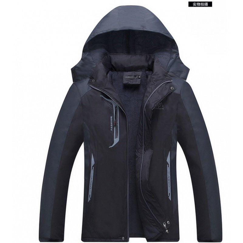 东权古町冬加绒加厚运动连帽男士棉衣保暖冲锋衣WJ 唐仁马法迪侬