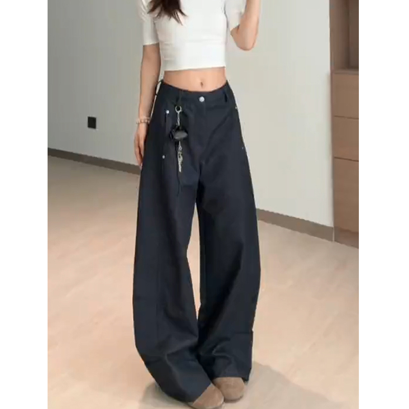 设计感慵懒宽松弯刀阔腿裤女2025