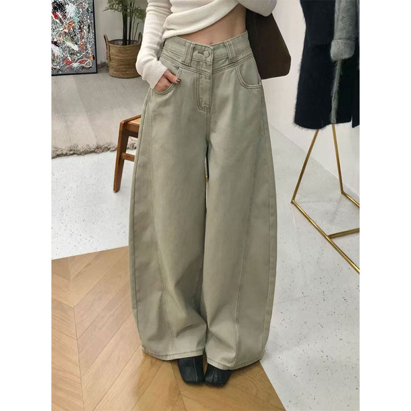 极简风复古高腰阔腿牛仔裤女2026早春大码胖mm遮肉显瘦百搭拖地裤,女装/女士精品,大码裤装,淘宝优惠券,粉丝福利购,淘宝优惠卷