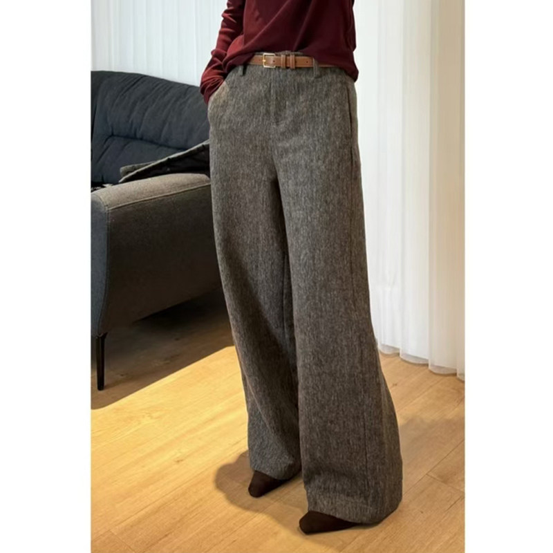 加绒加厚咖灰色毛呢休闲裤女2025秋冬款宽松阔腿百搭保暖显瘦长裤,女装/女士精品,大码裤装,淘宝优惠券,粉丝福利购,淘宝优惠卷