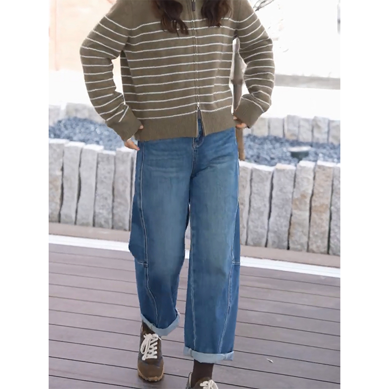 九分时尚立裁牛仔裤女小个子2025
