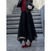 设计感不规则蕾丝拼接半身裙女2026早春轻奢时尚 气质优雅大摆长裙