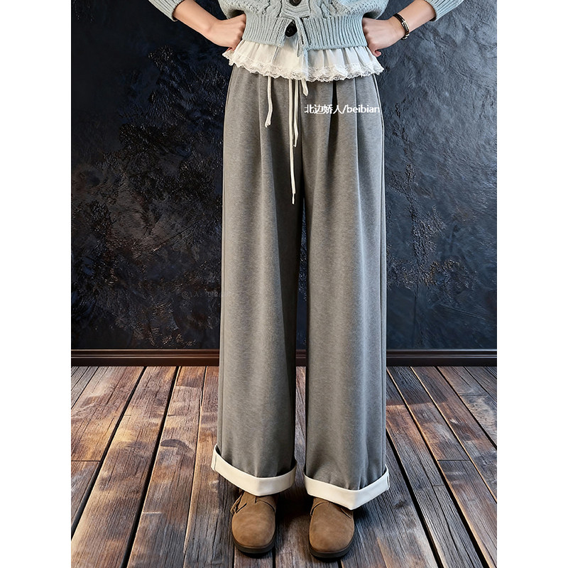 简约风小个子日系直筒卷边休闲裤2026春季宽松百搭显瘦舒适阔腿裤,女装/女士精品,大码裤装,淘宝优惠券,粉丝福利购,淘宝优惠卷