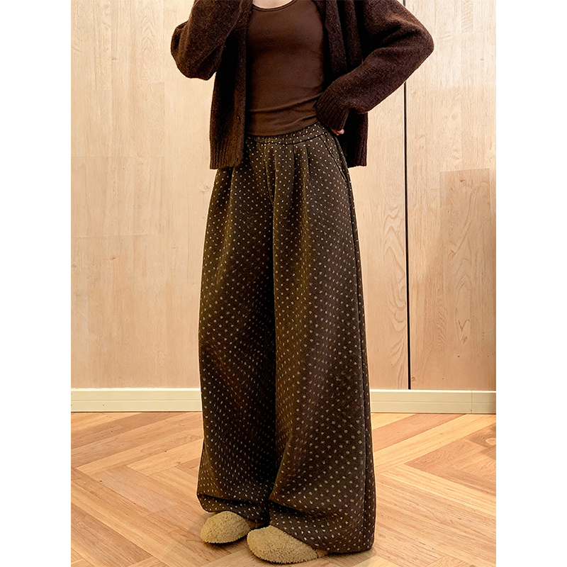 复古波点阔腿裤女2025春季新款