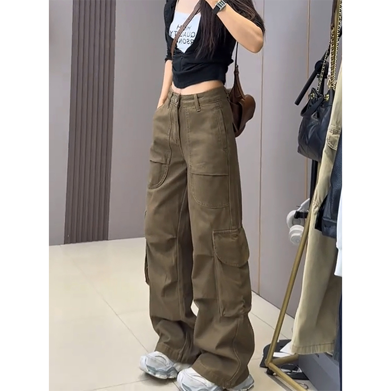 加厚秋冬大口袋收褶工装裤女2025