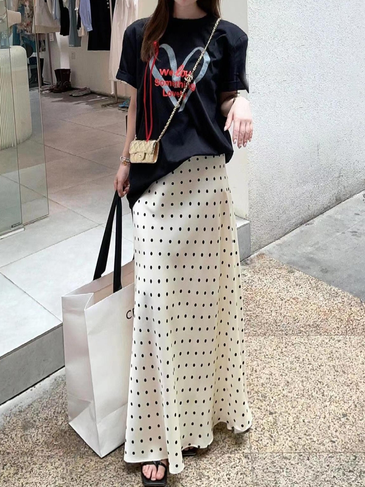 法式设计感小众波点半身裙女