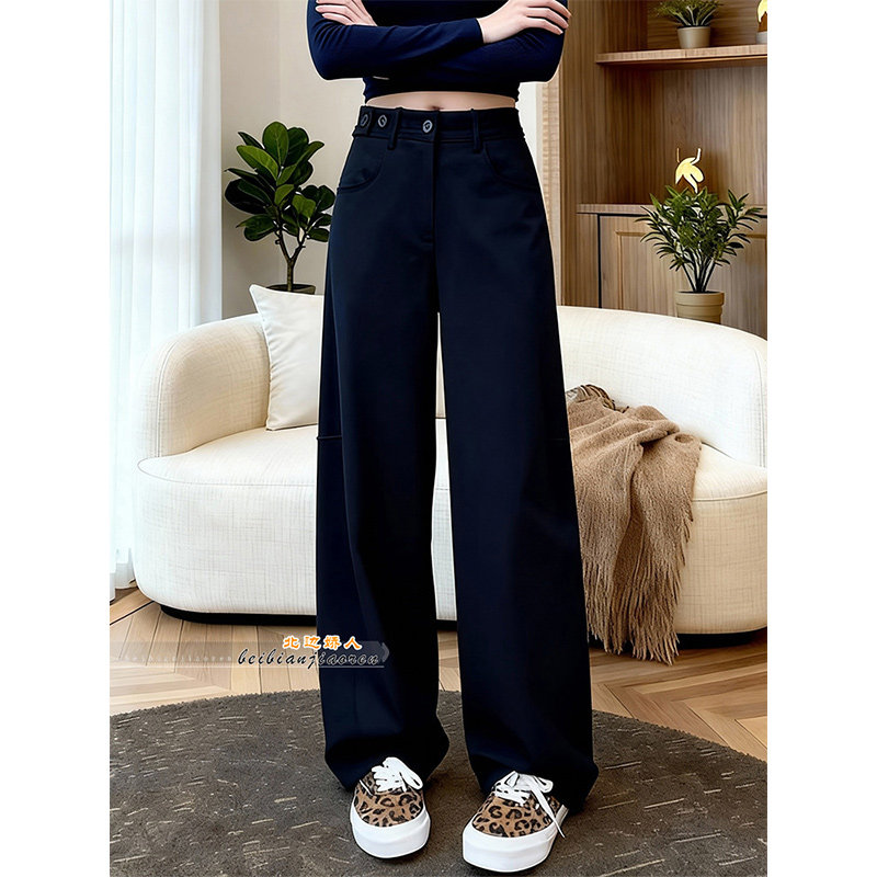 大码美式复古高腰阔腿裤女2026春季新款宽松显瘦垂感休闲直筒裤子,女装/女士精品,大码裤装,淘宝优惠券,粉丝福利购,淘宝优惠卷