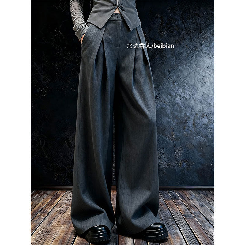 极简风高腰压褶阔腿休闲裤女2026早春宽松显瘦通勤百搭垂感直筒裤,女装/女士精品,大码裤装,淘宝优惠券,粉丝福利购,淘宝优惠卷