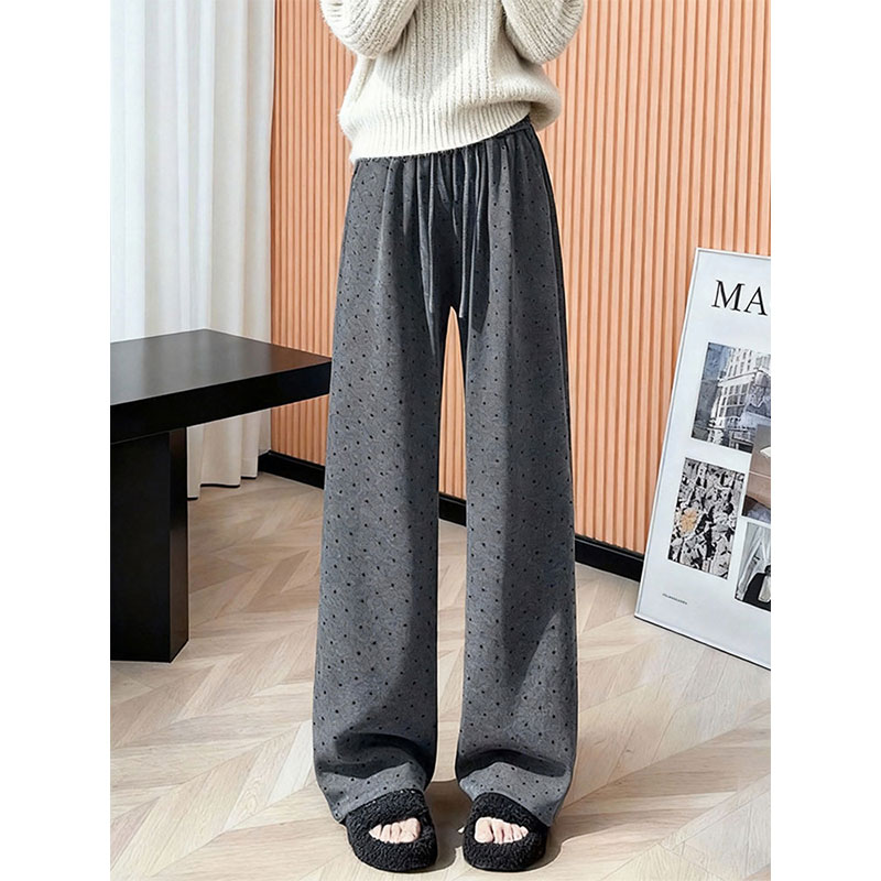 2025秋冬波点阔腿裤大码裤装