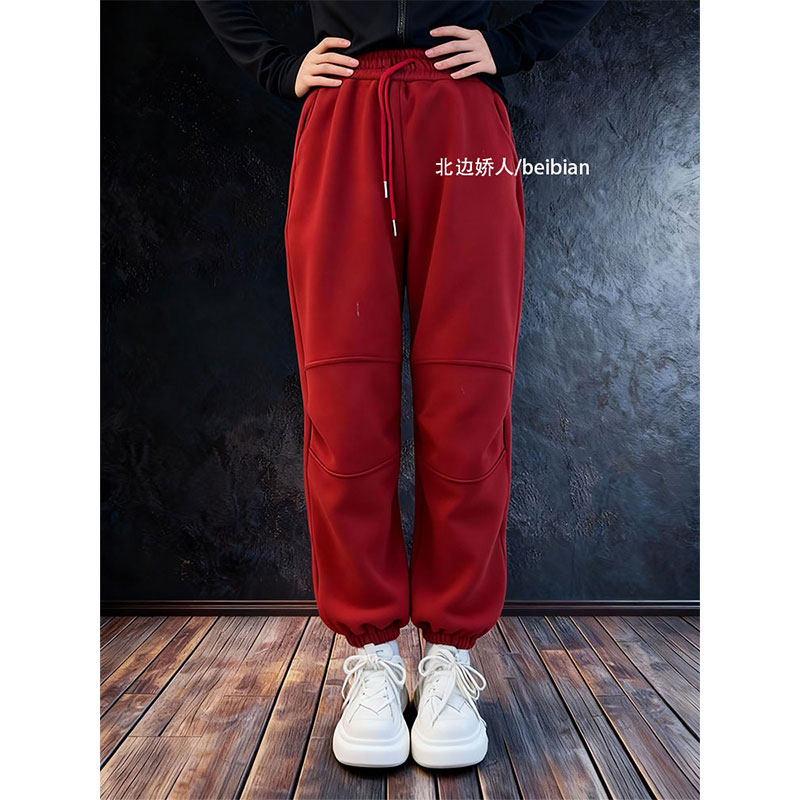 大码时尚简约抽绳休闲束脚卫裤女2026早春运动风宽松显瘦百搭长裤,女装/女士精品,大码裤装,淘宝优惠券,粉丝福利购,淘宝优惠卷