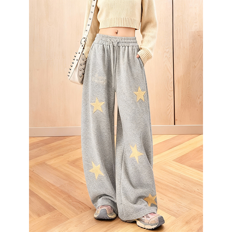 加绒加厚星星ins潮牌休闲裤女