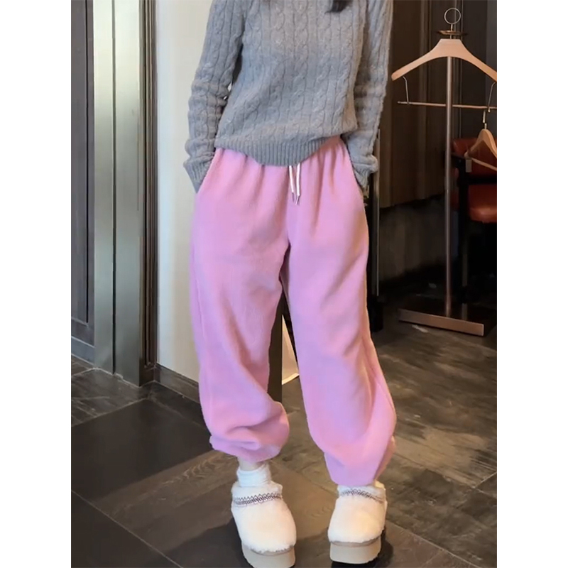 松紧腰百搭摇粒绒加厚保暖束脚裤