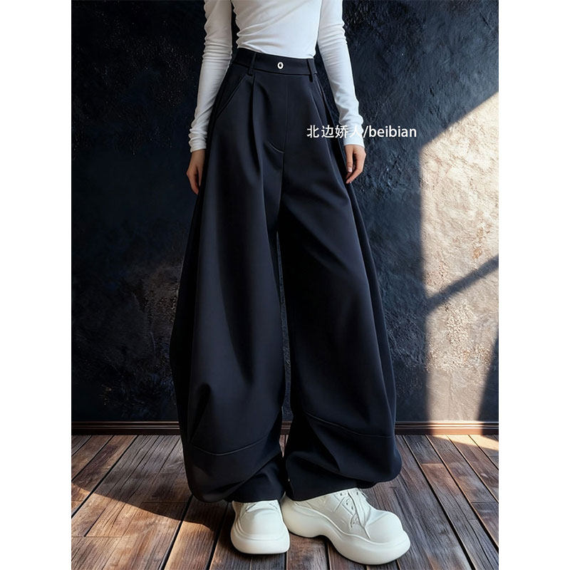 设计感时尚拼接弯刀阔腿裤女2026早春大码胖mm遮肉显瘦百搭休闲裤,女装/女士精品,大码裤装,淘宝优惠券,粉丝福利购,淘宝优惠卷