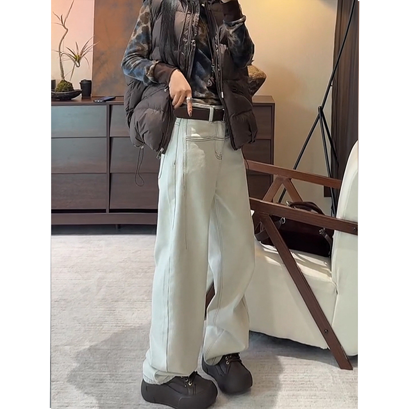 高级感小众高腰垂感阔腿牛仔裤