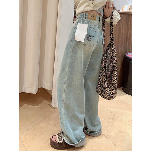 2025新款复古浅蓝色牛仔裤