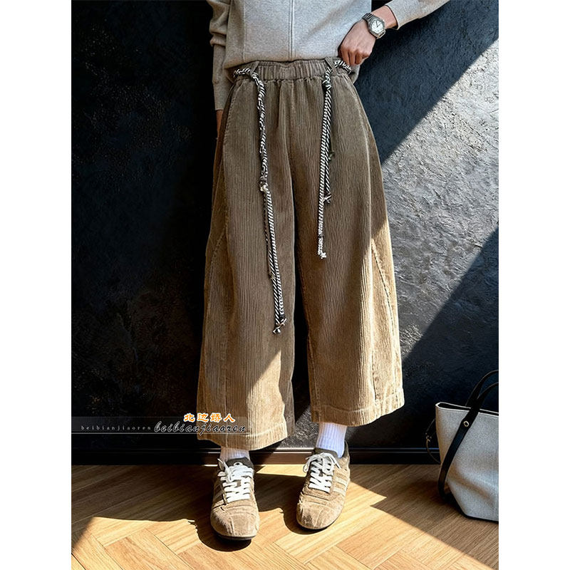 大码复古灯芯绒阔腿休闲裤女2026早春新款胖mm遮肉显瘦宽松百搭裤,女装/女士精品,大码裤装,淘宝优惠券,粉丝福利购,淘宝优惠卷