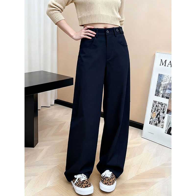 2025新款高腰阔腿裤黑色显瘦