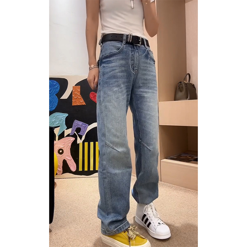 大码工装风阔腿牛仔裤女2025秋冬