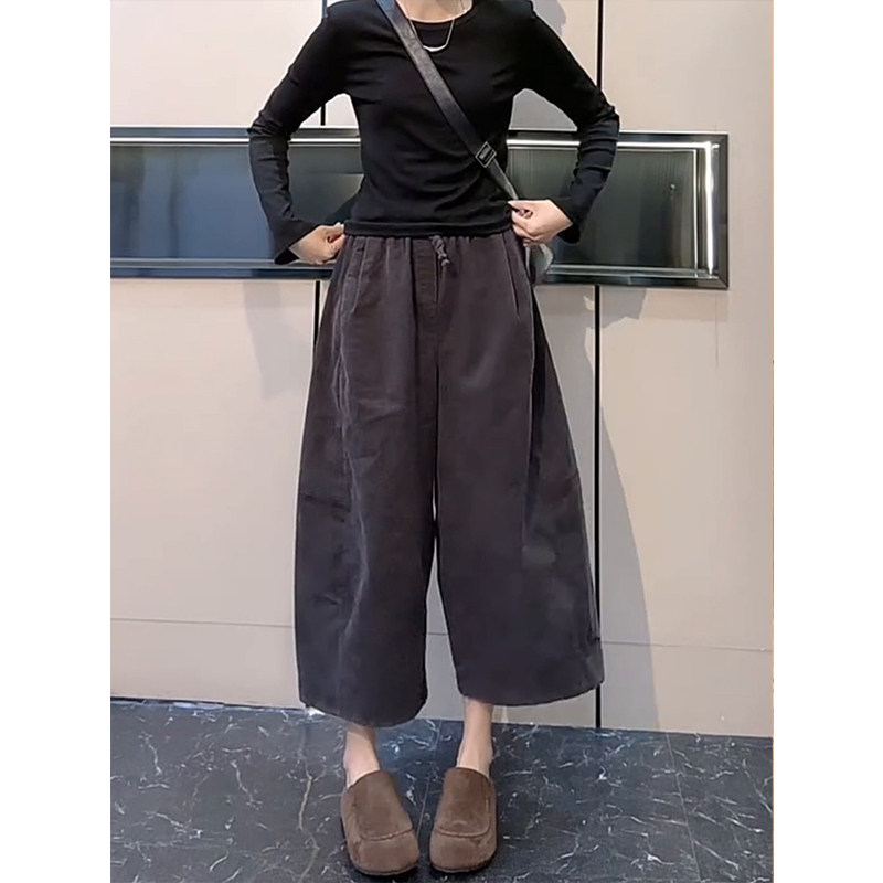 休闲慵懒风高腰九分阔腿裤女2025秋冬新款宽松百搭小个子休闲裤潮,女装/女士精品,大码裤装,淘宝优惠券,粉丝福利购,淘宝优惠卷