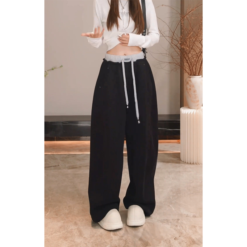 加绒加厚拼接撞色运动卫裤女2025