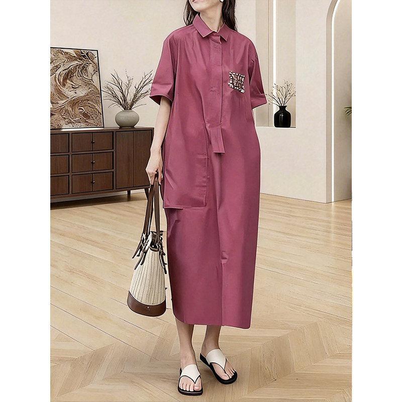 轻奢高级简约大方衬衫连衣裙2026新款女神范气质优雅显瘦减龄长裙