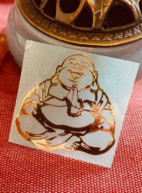 黄金色国风笑面弥勒佛金属手机后背壳贴纸南海观音地藏药师如来佛