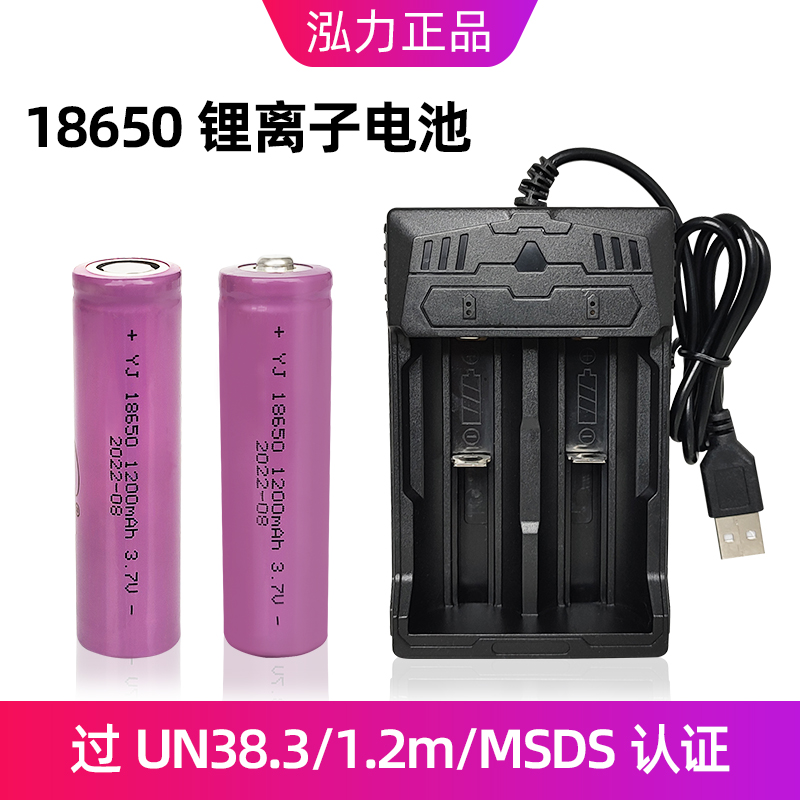 强光手电筒手持小风扇收音机led台灯18650锂离子电池1200mAh泓力 户外/登山/野营/旅行用品 电池/燃料 原图主图