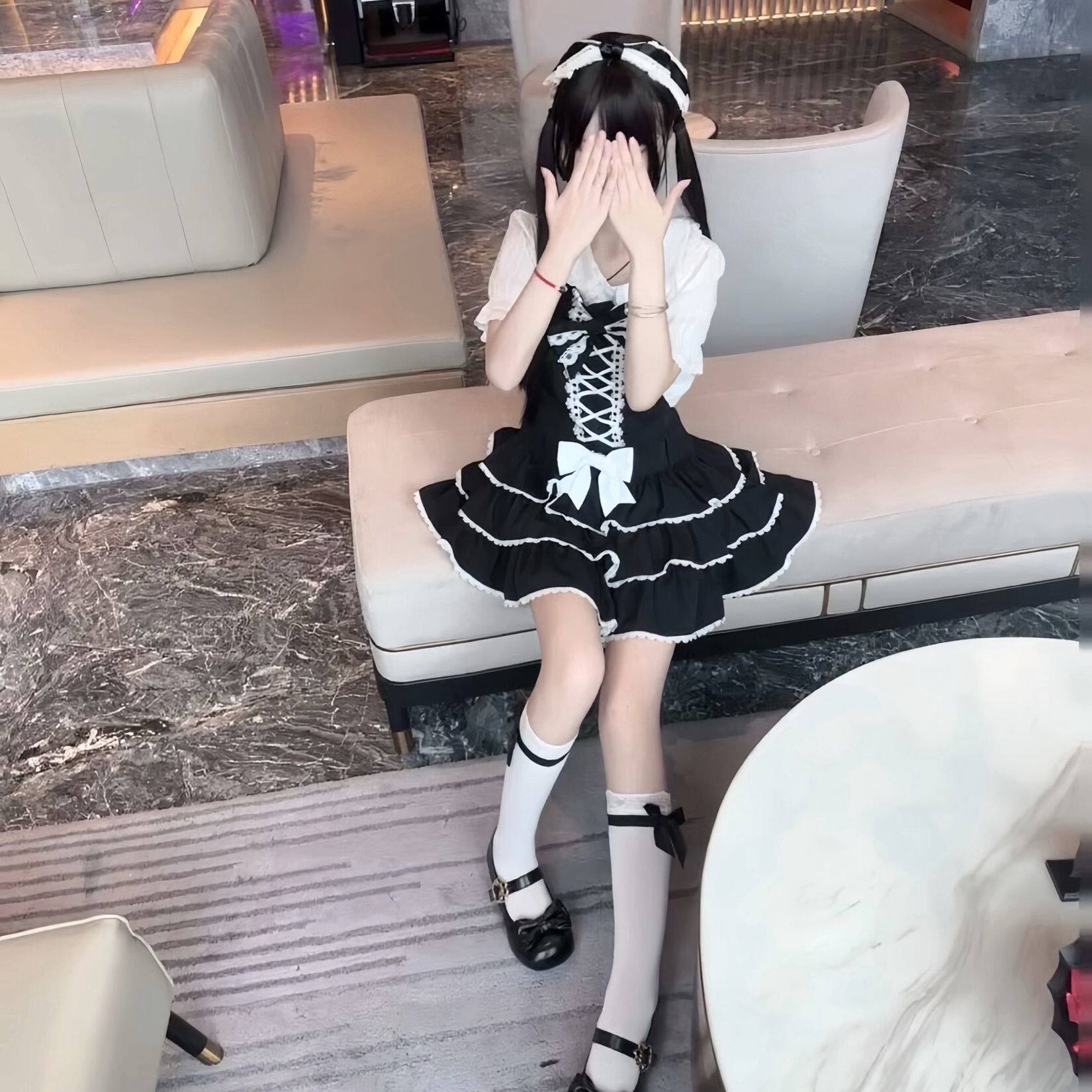 熊之原创lolita古早昭和蛋糕三层裙摆背带裙套装公主风清新甜美